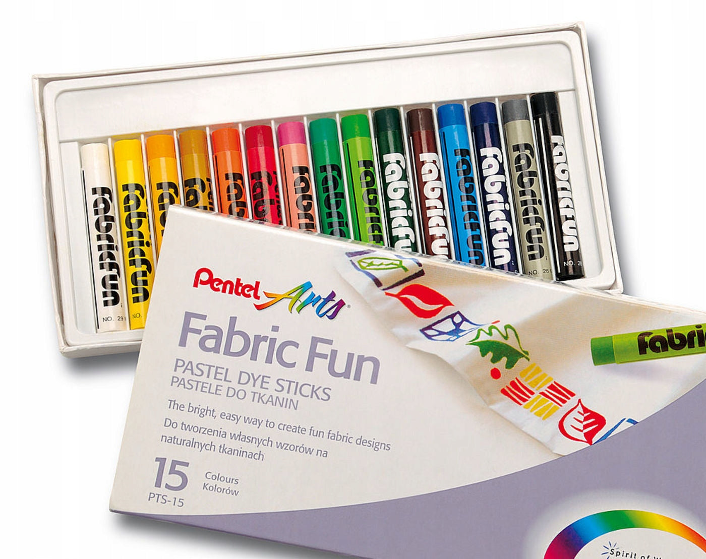 Pentel Arts Fabric Fun Pastel Dye Sticks, 15 farver