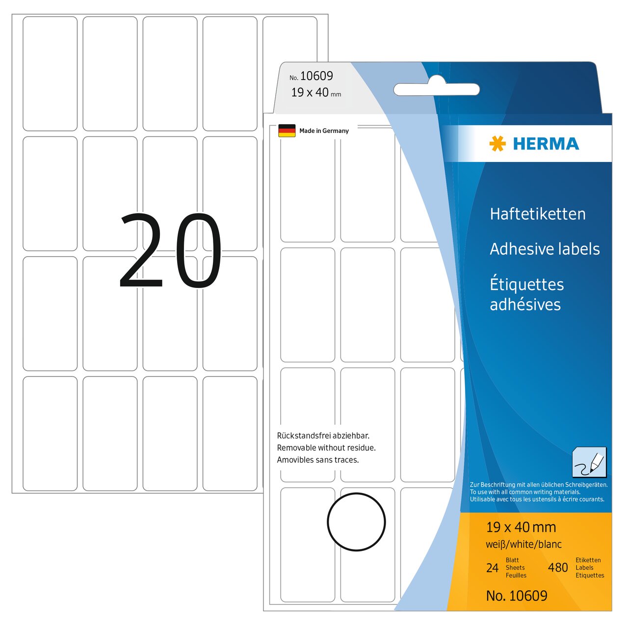 Herma - Rektangel etiketter non-permanent (flere størrelser)