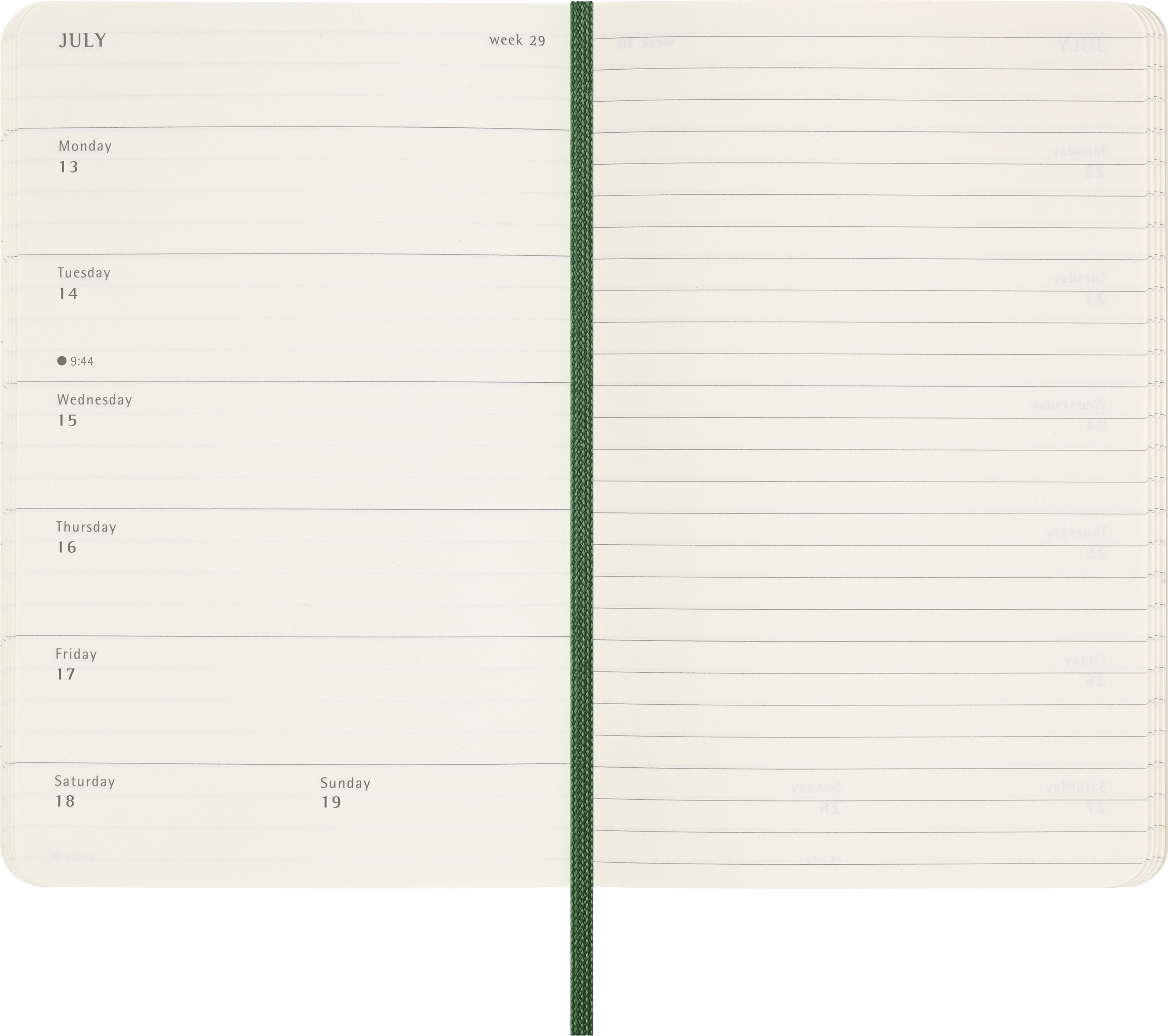 Moleskine - Classic Soft 12M Week Note Pocket Myrtle Green 2026