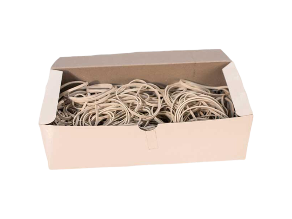 Gummibånd hvide 100 mm x 5 mm Ø 64mm 500 g æske