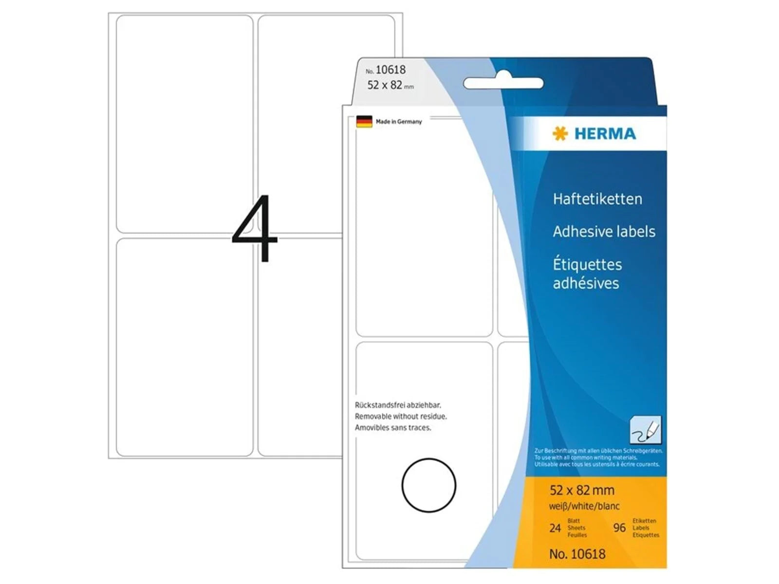 Herma - Rektangel etiketter non-permanent (flere størrelser)