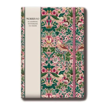 Notesbog A5 Morris & Co. Pink Bird Floral Linjeret