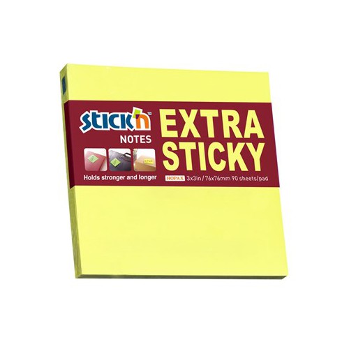 Notesblok Extra Sticky 76x76 90 Blad Neon Gul