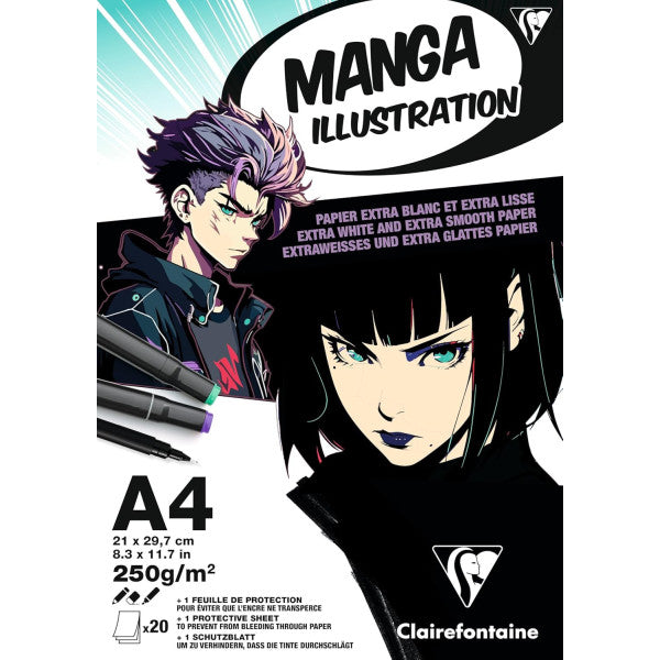 Clairefontaine - Manga Illustration Papier Extra Blanc A4 250g/m², 20 ark