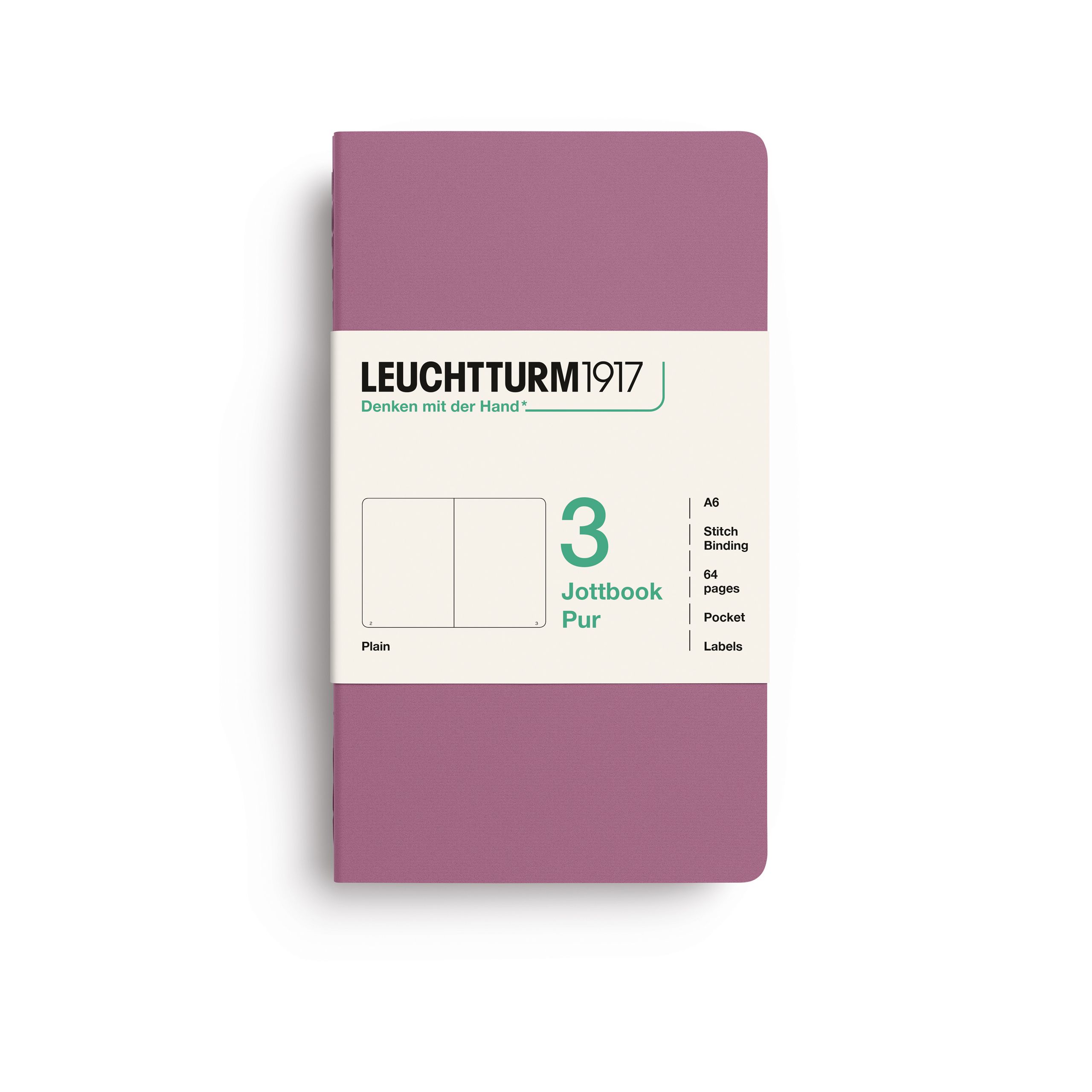 Leuchtturm1917 Jottbook A6, Blank Dusty Rose 3 stk