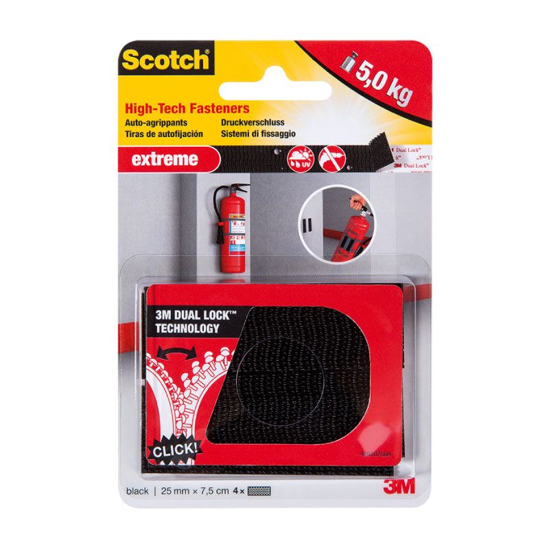 3M Scotch - 25mmx7.5cm Black Extreme Fastener Velcro