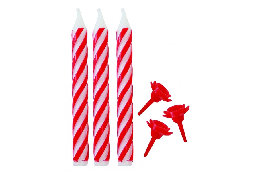 Kagelys 6cm rød/hvid 12 stk.