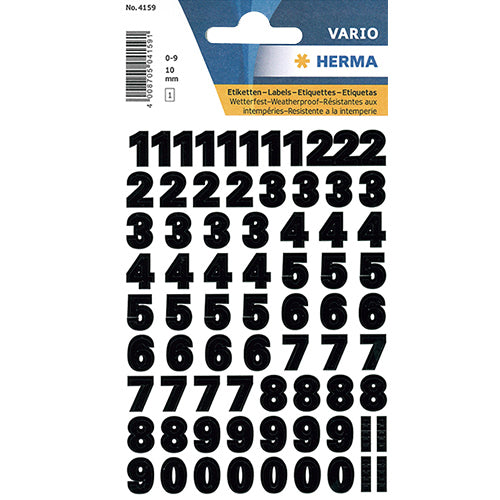 Herma label numbers 0-9 10 high black