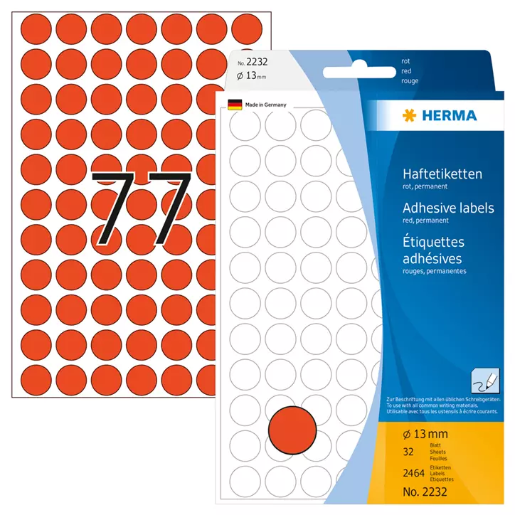 Herma - Runde Etiketter permanent (flere farver og størrelser)