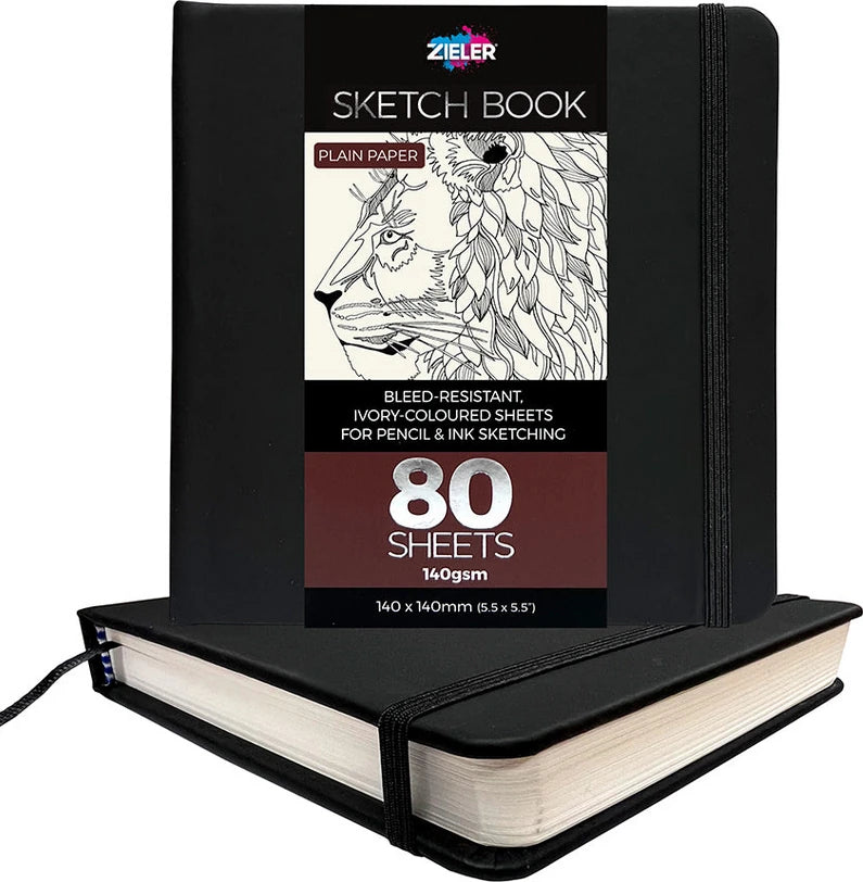 Zieler - Sketch Book, Skitsebog, Sort - 140x140mm - 80 Ark