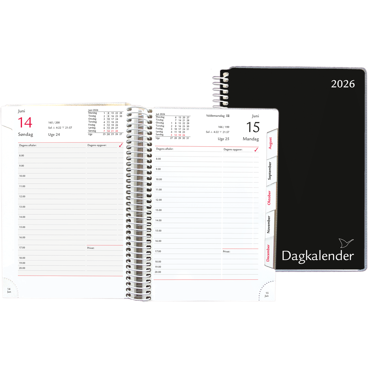 Dagkalender 2026, sort