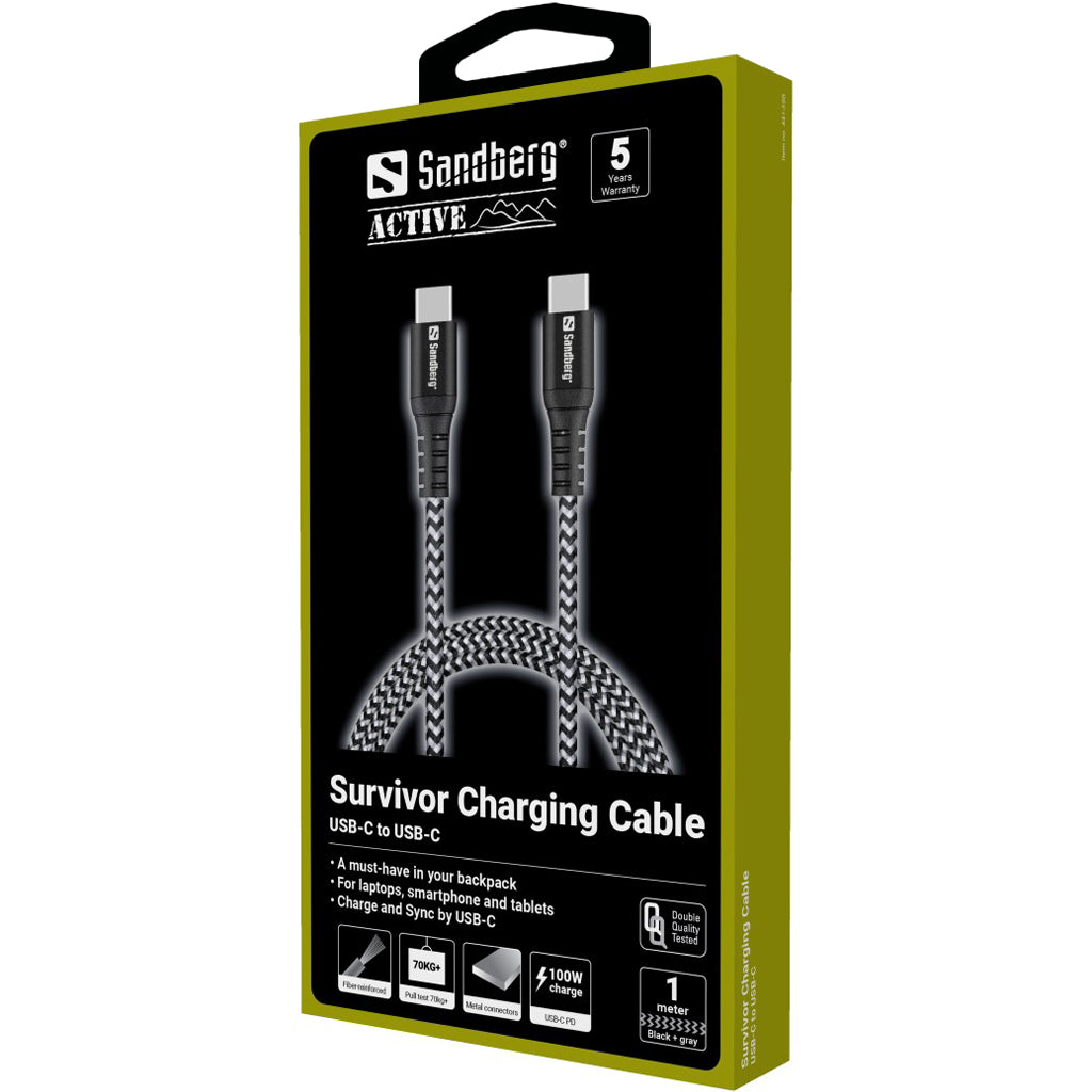 Sandberg Active Survivor Charging Cable USB-C to USB-C 15W, 1 m