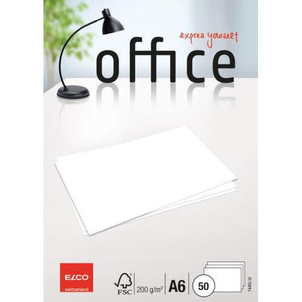 Elco - Kort Office A6 blank 200g 50 stk