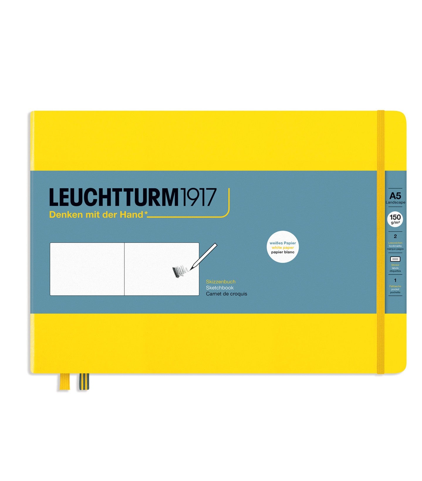 Leuchtturm1917 - Hardcover Skitsebog, Landscape, A5, 150g, Lemon / Gul
