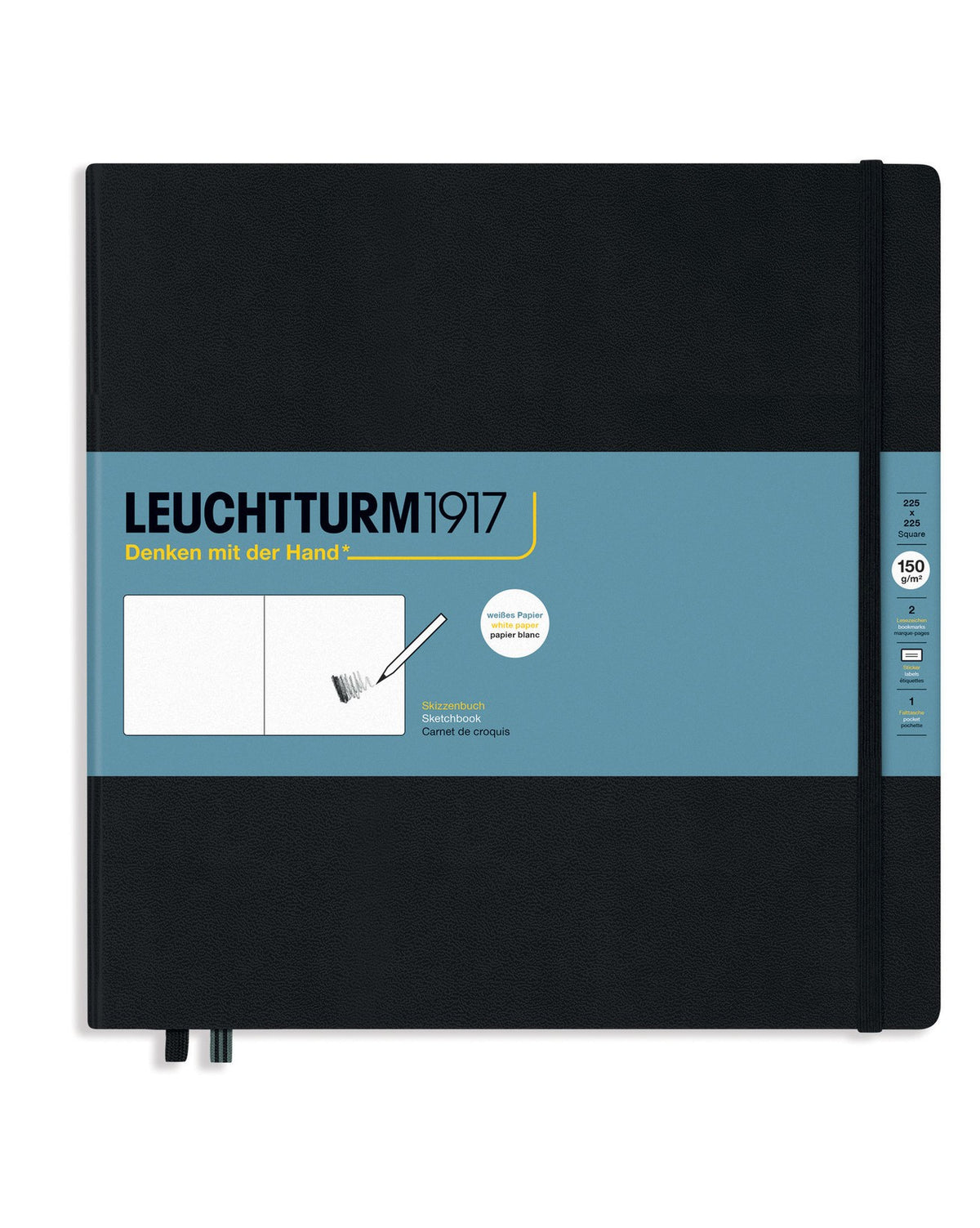 Leuchtturm1917 - Hardcover Skitsebog, 225x225mm, 150g, Black / Sort