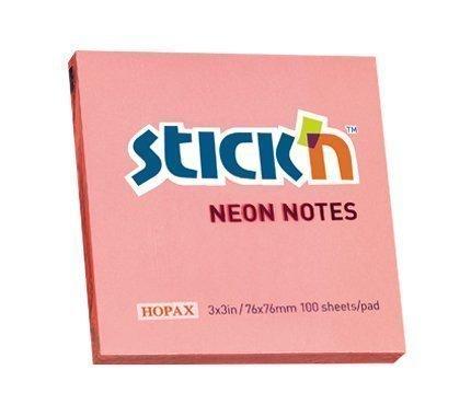 Notesblok 76x76 100 Blad Neon Lyserød
