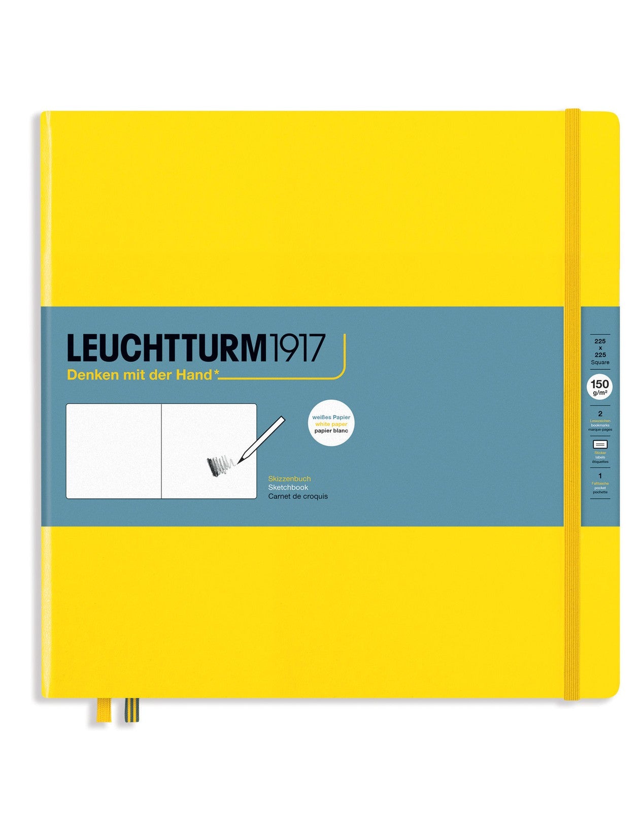 Leuchtturm1917 - Hardcover Skitsebog, 225x225mm, 150g, Lemon / Gul
