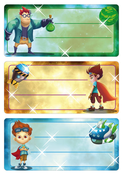 Bogetiketter Superhelte 9stk