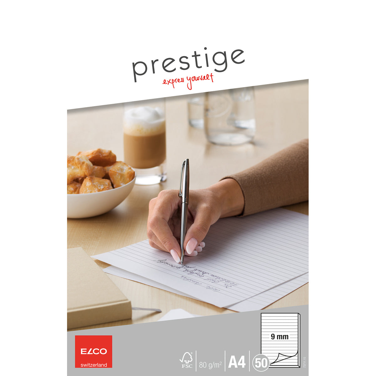 Elco - skriveblok Prestige A4 hvid, linjeret, 80g 50 ark