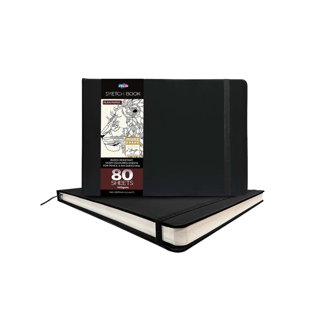 Zieler - Sketch Book, Skitsebog, Sort - 140x207mm - 80 Ark