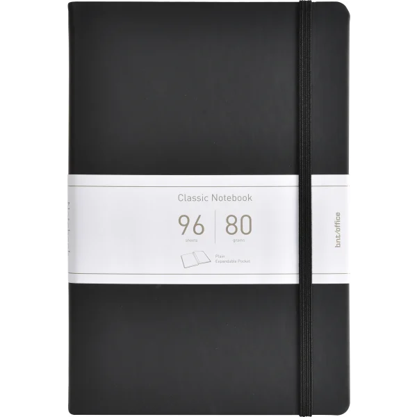 b.n.t/office Notesbog A5 80g i Kunstlæder Blank Sort