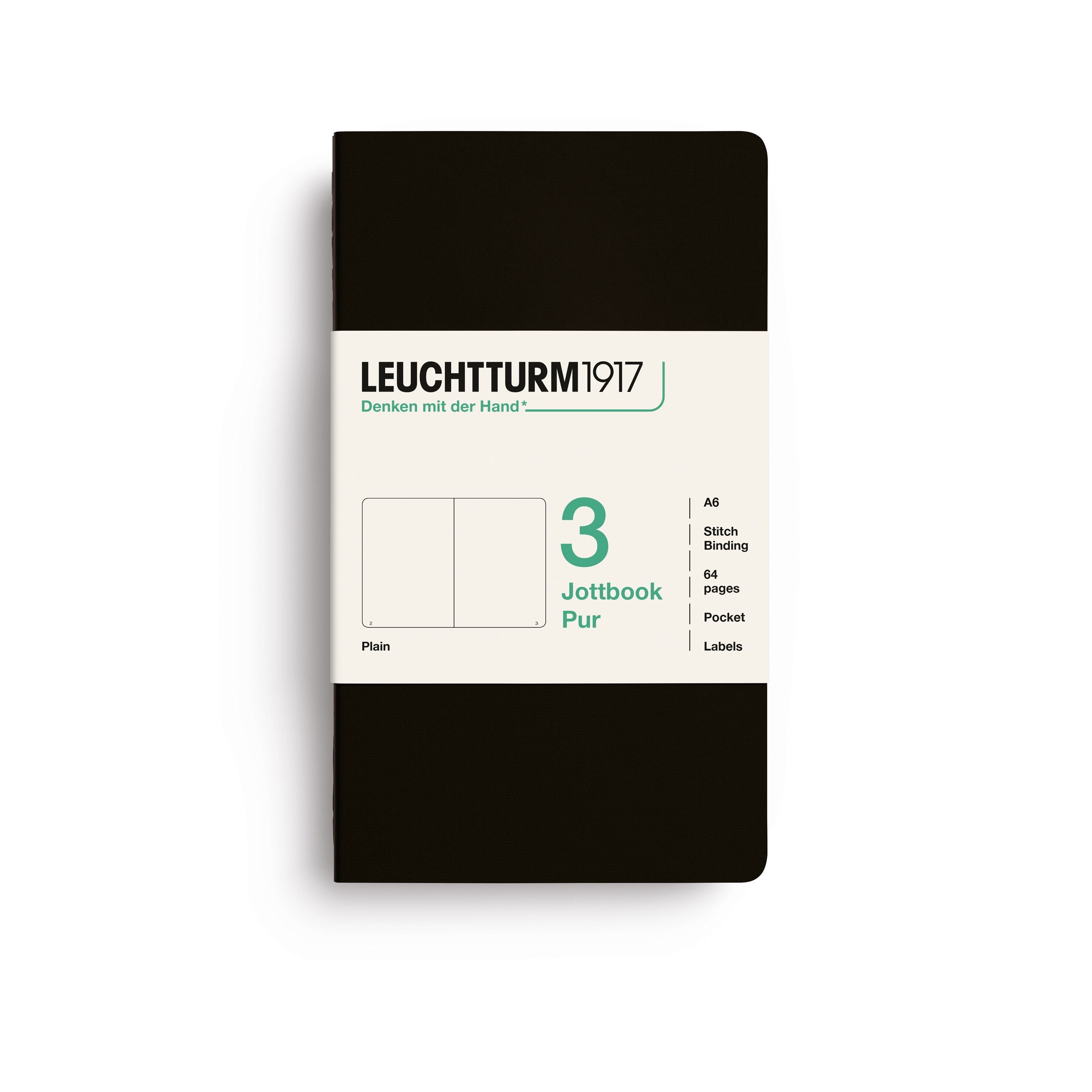 Leuchtturm1917 Jottbook A6, Blank Black 3 stk