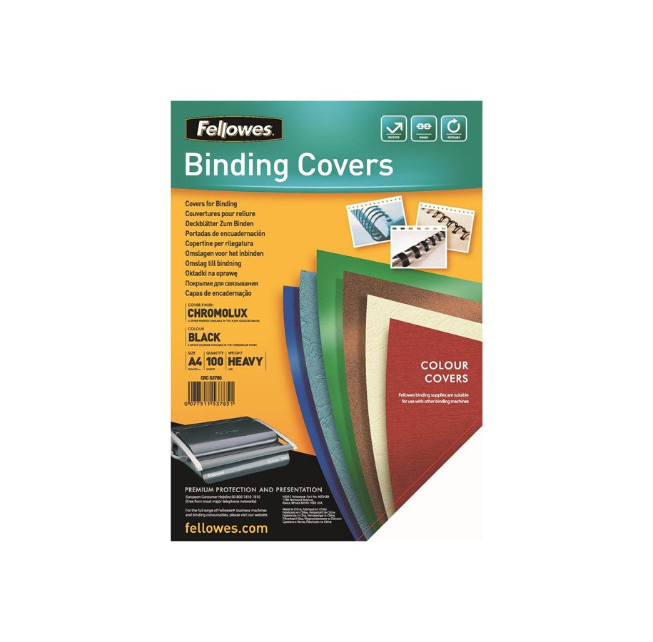 Fellowes Binding Covers A4 sort 100 stk.