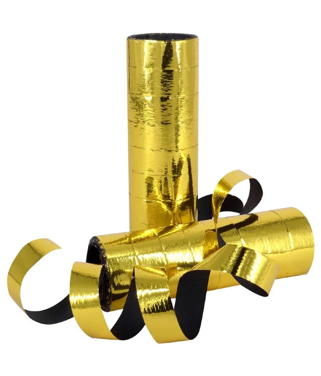 Serpentiner, guld og sort, 2 ruller