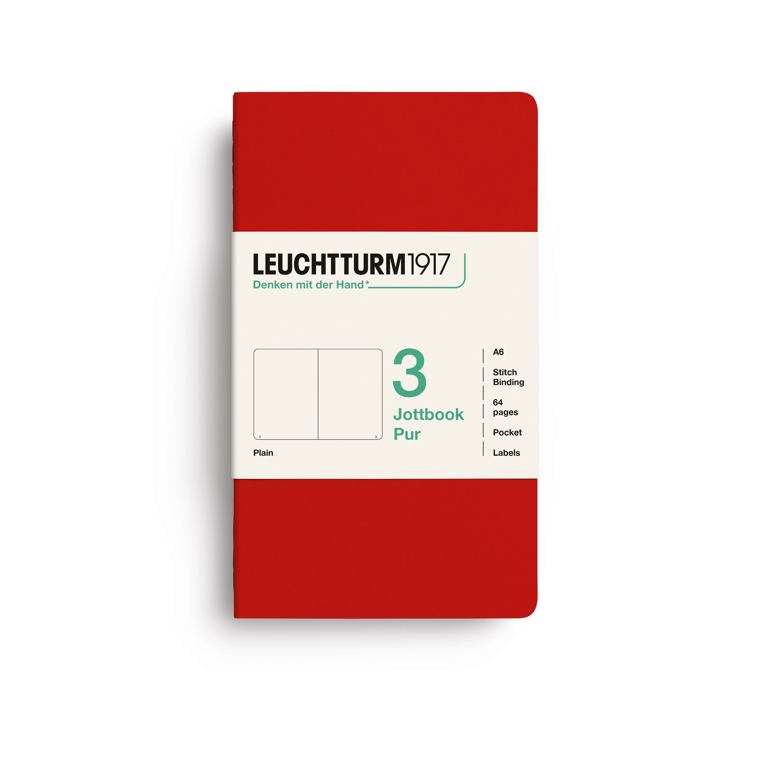 Leuchtturm1917 Jottbook A6, Blank Cherry 3 stk