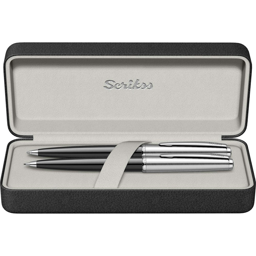Scrikss kuglepen og pencilsæt - Sort og sølv