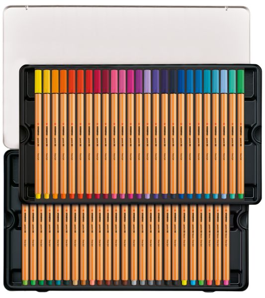 STABILO Pen 88 Premium fineliner, 50 tuscher i metaletui