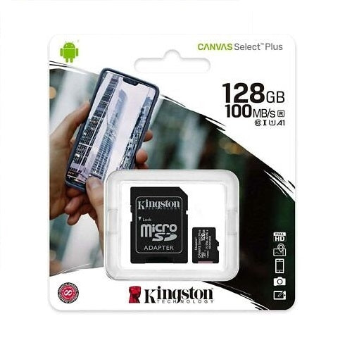 Kingston - Micro SD Card 128GB 100MB/S med Adapter