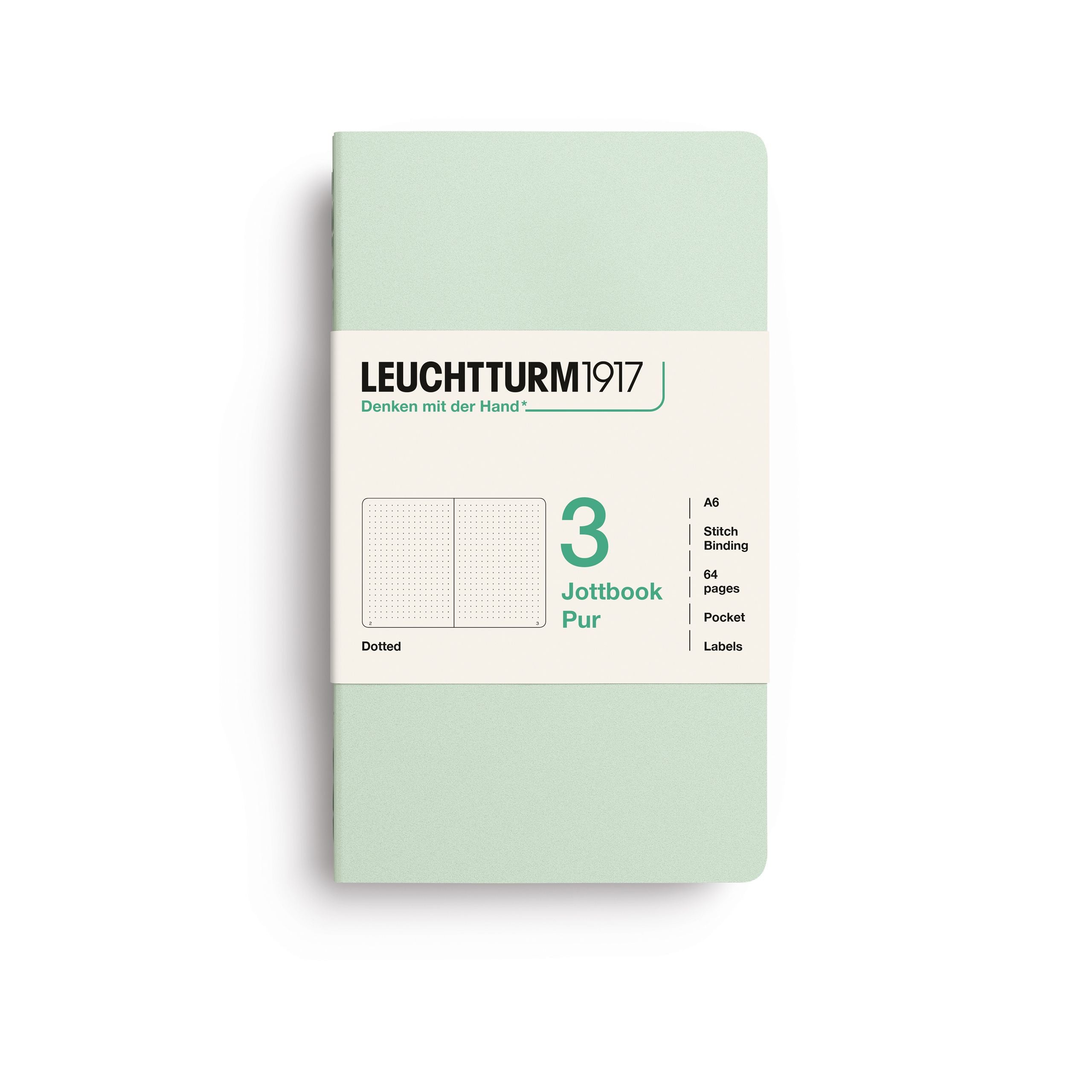 Leuchtturm1917 Jottbook A6, Dotted Mint Green 3 stk