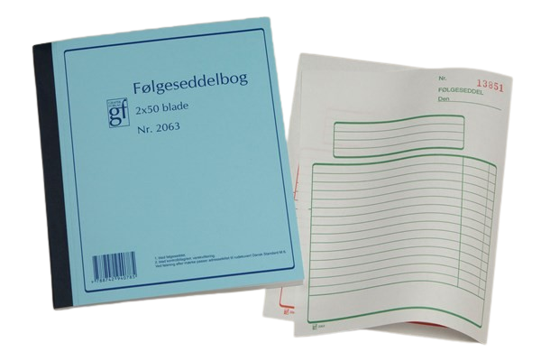 Følgeseddelbog 2x50. bl nr. 2063