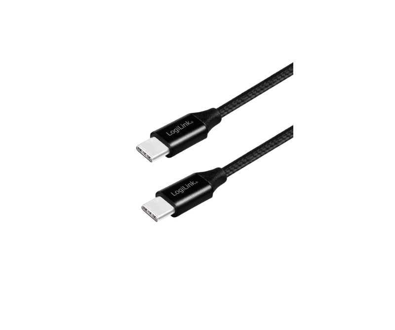 LogiLink - USB-C til USB-C Stofkabel 0,3 m - Sort