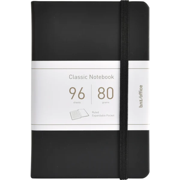 b.n.t/office Notesbog A6 80g i Kunstlæder Linjeret Sort