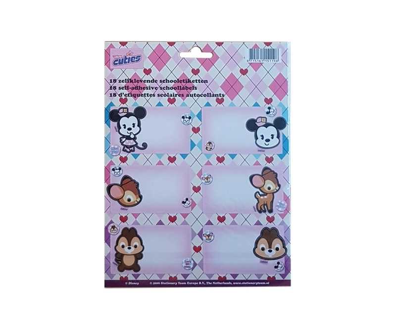 Bogetiketter m/Disney Cuties - 7,8 x 4,9cm - 18 stk.