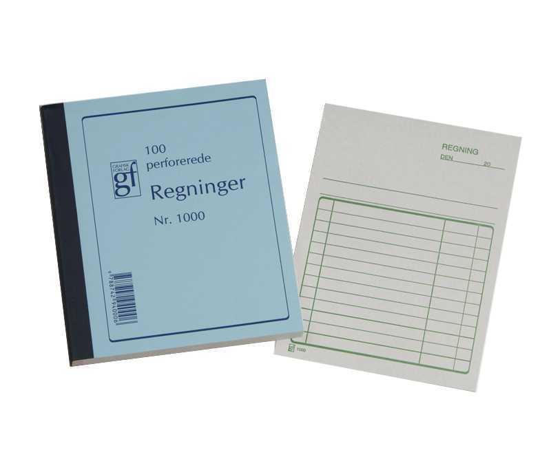 Regninger 100 bl. 108 x 150 mm.  nr. 1000