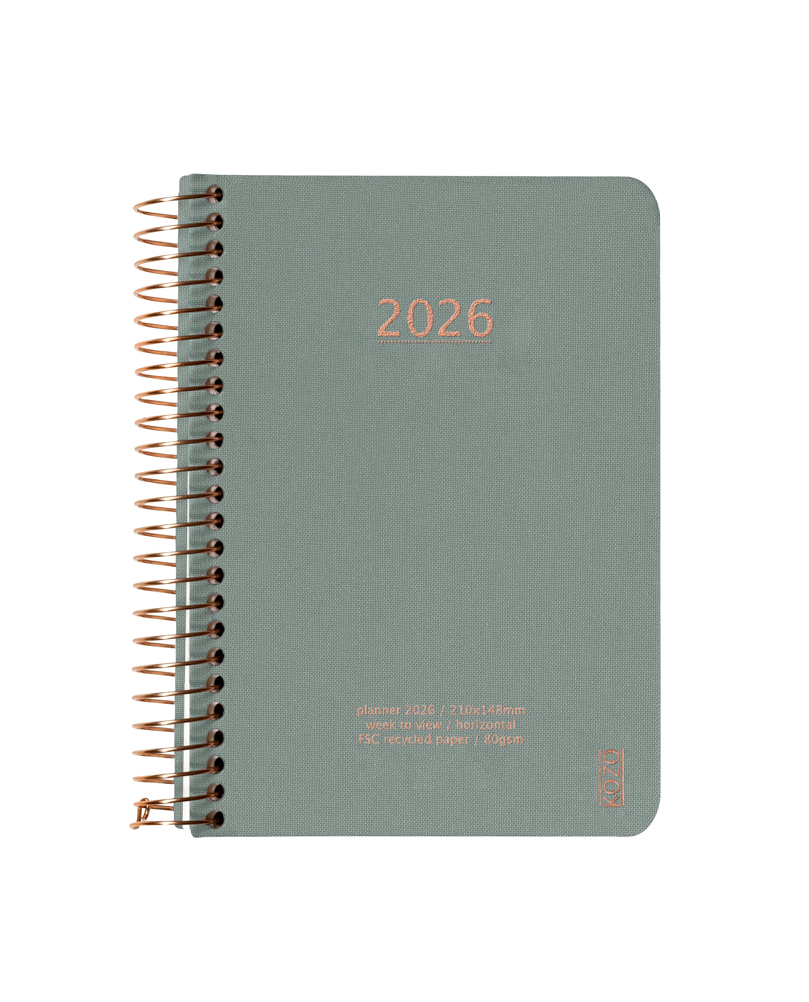 KOZO - Kalender 2026 A6 Uge per opslag Aloe Vera