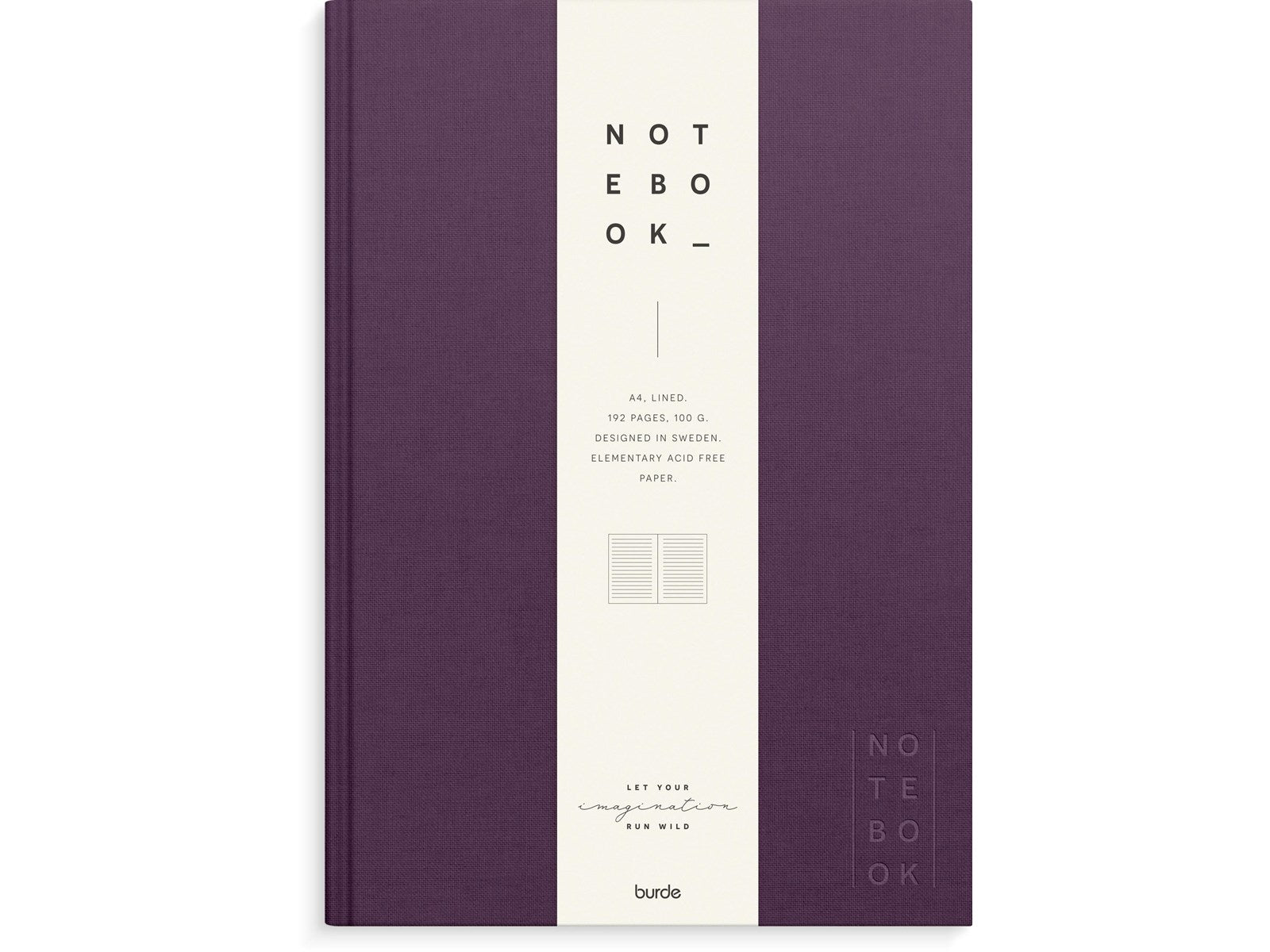 Burde - Notebook Textile plum lined A4