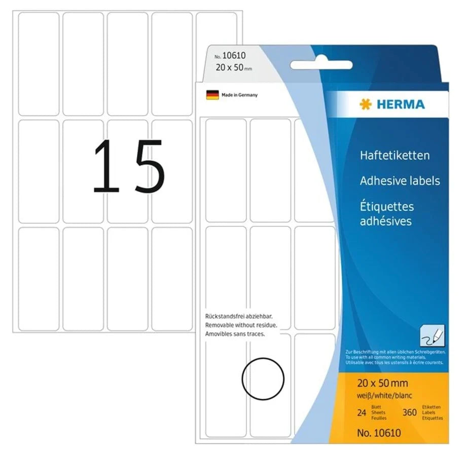 Herma - Rektangel etiketter non-permanent (flere størrelser)