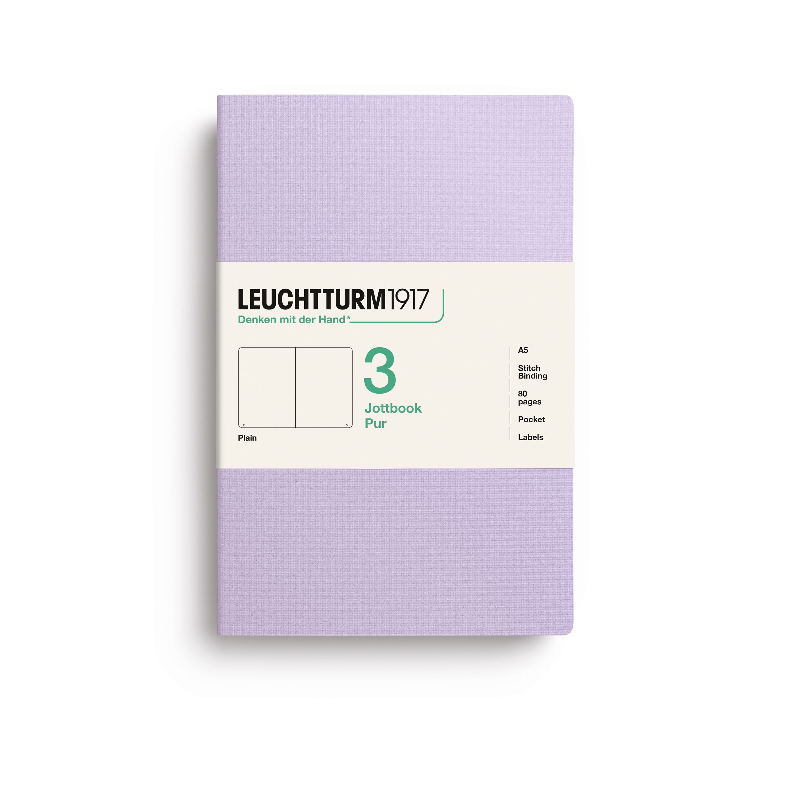 Leuchtturm1917 Jottbook A5, Blank Lilac 3 stk