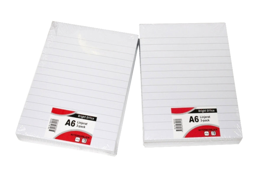 Standardblok A6 Linjeret  3 pak