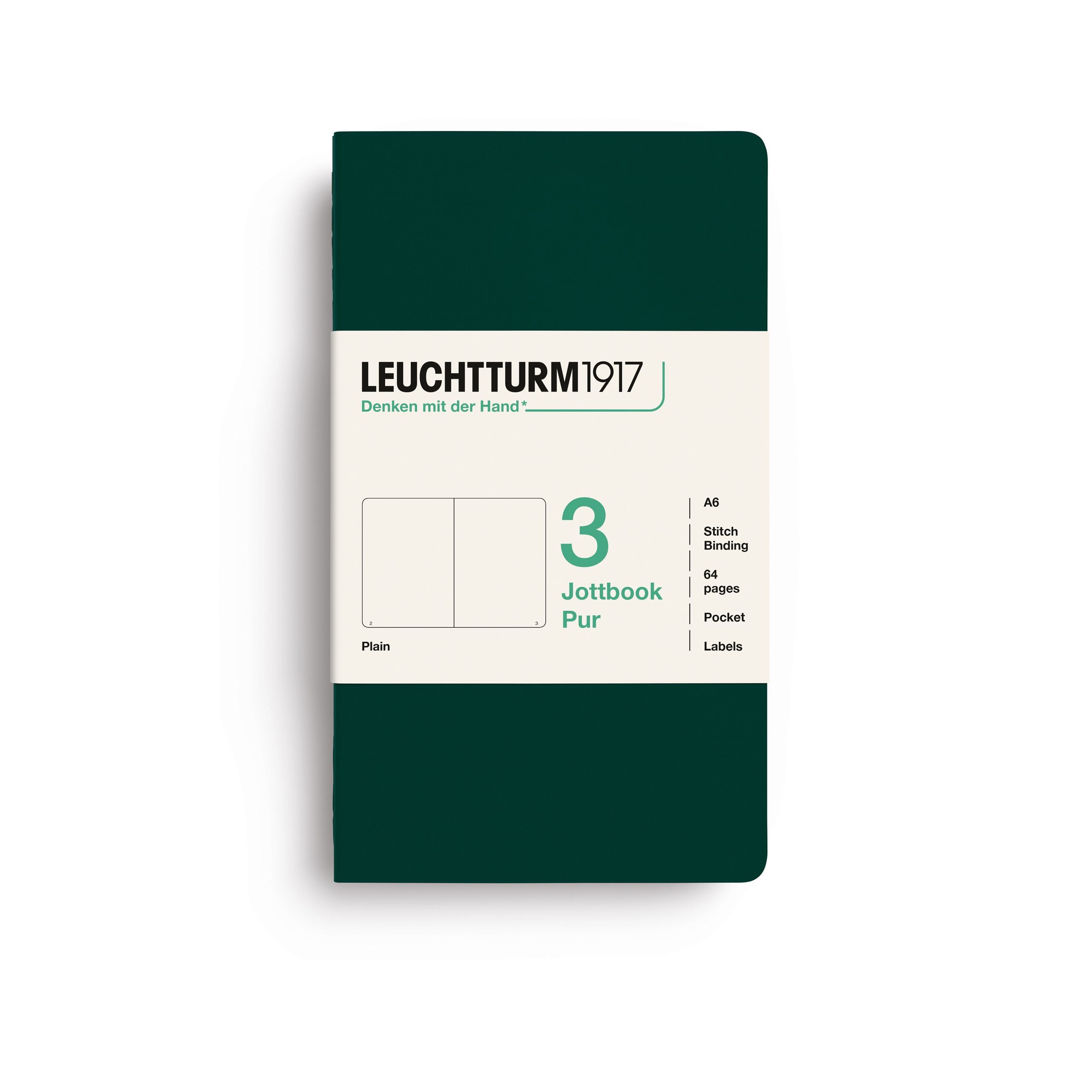 Leuchtturm1917 Jottbook A6, Blank Forest Green 3 stk