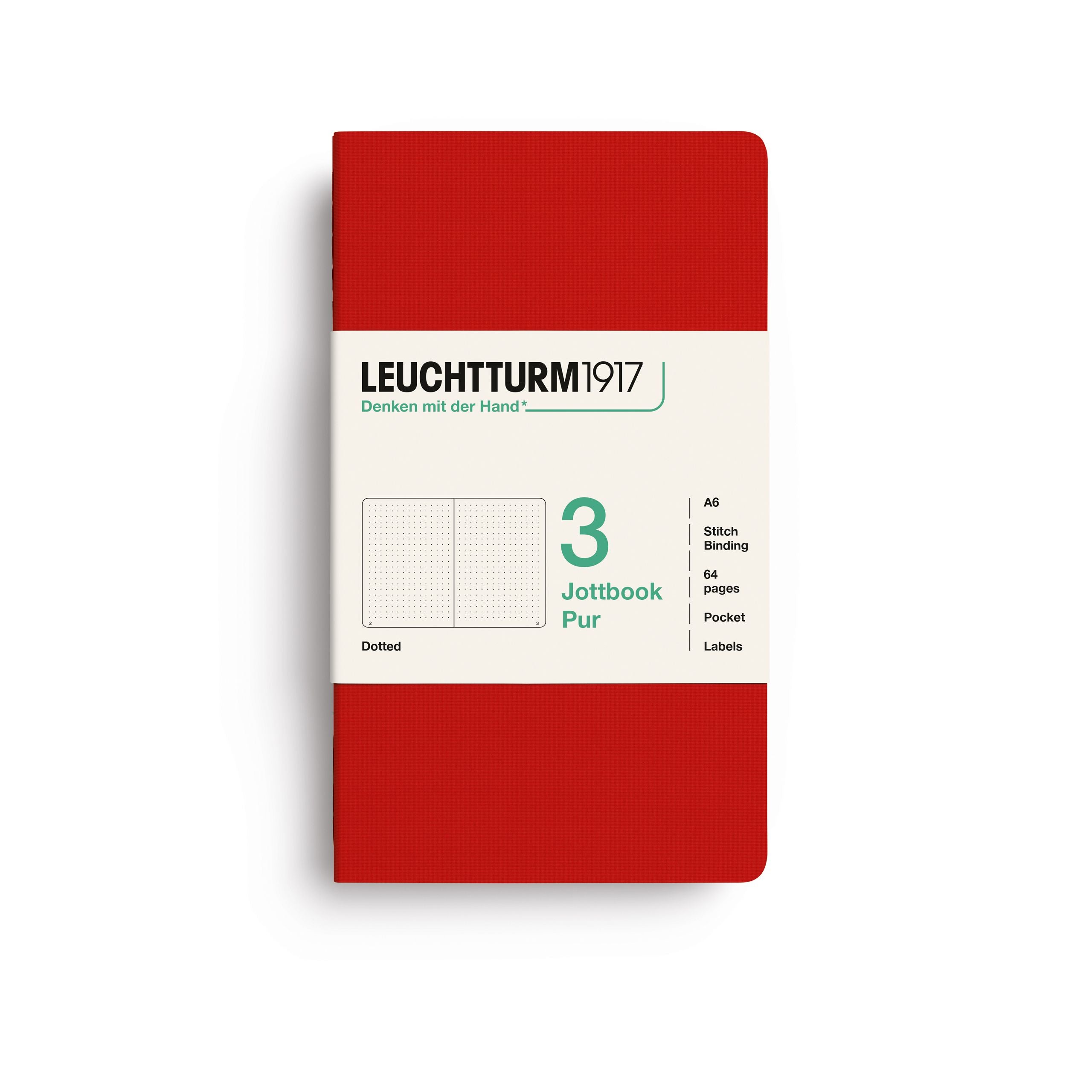 Leuchtturm1917 Jottbook A6, Dotted Cherry 3 stk