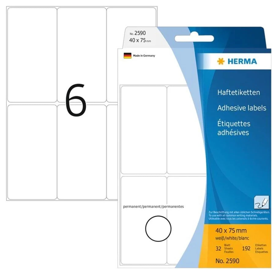 Herma - Rektangel etiketter permanent (flere størrelser)