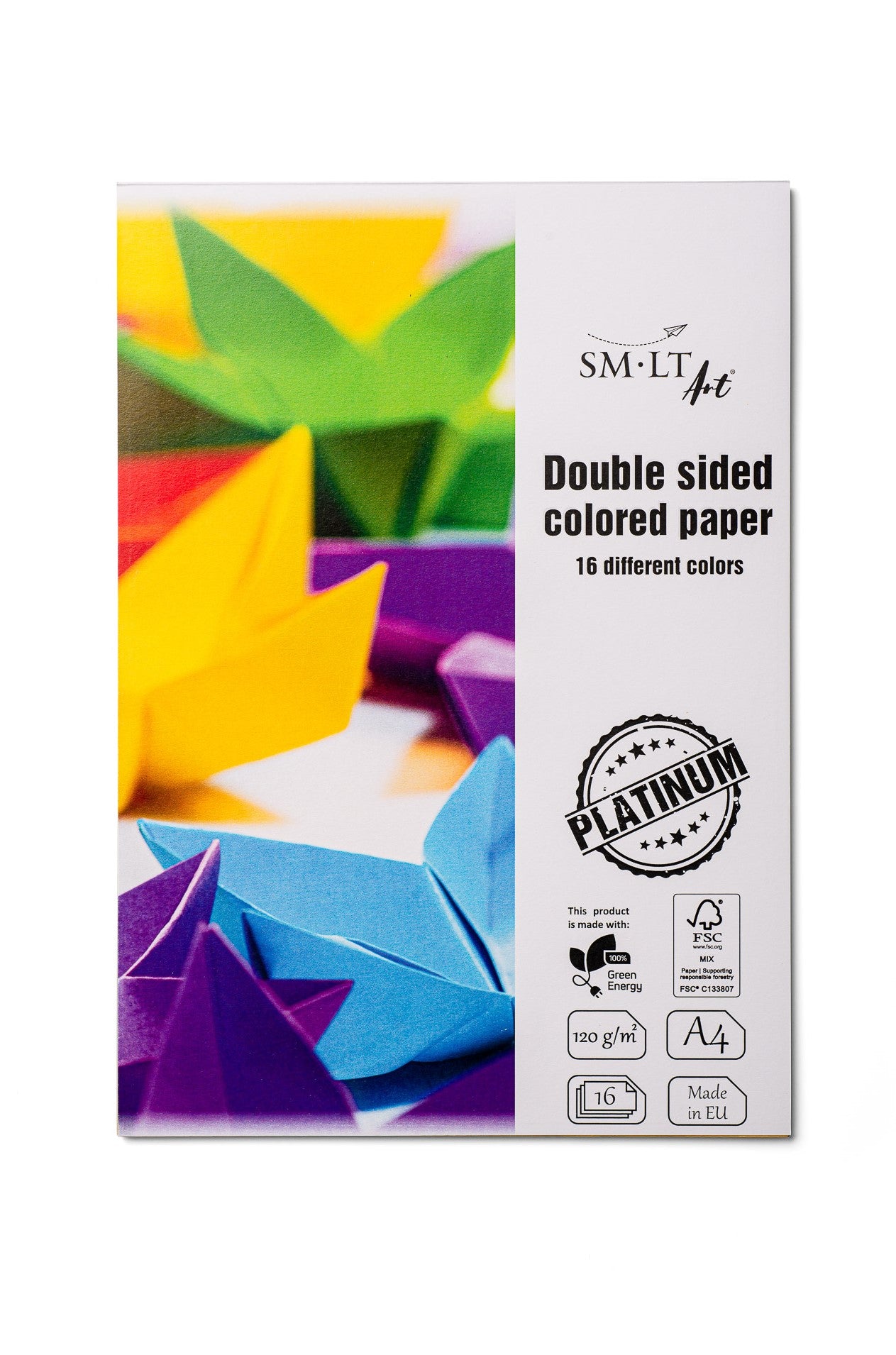 PLATINUM - Double sided colored paper, A4, 16 Ark, 120 gram