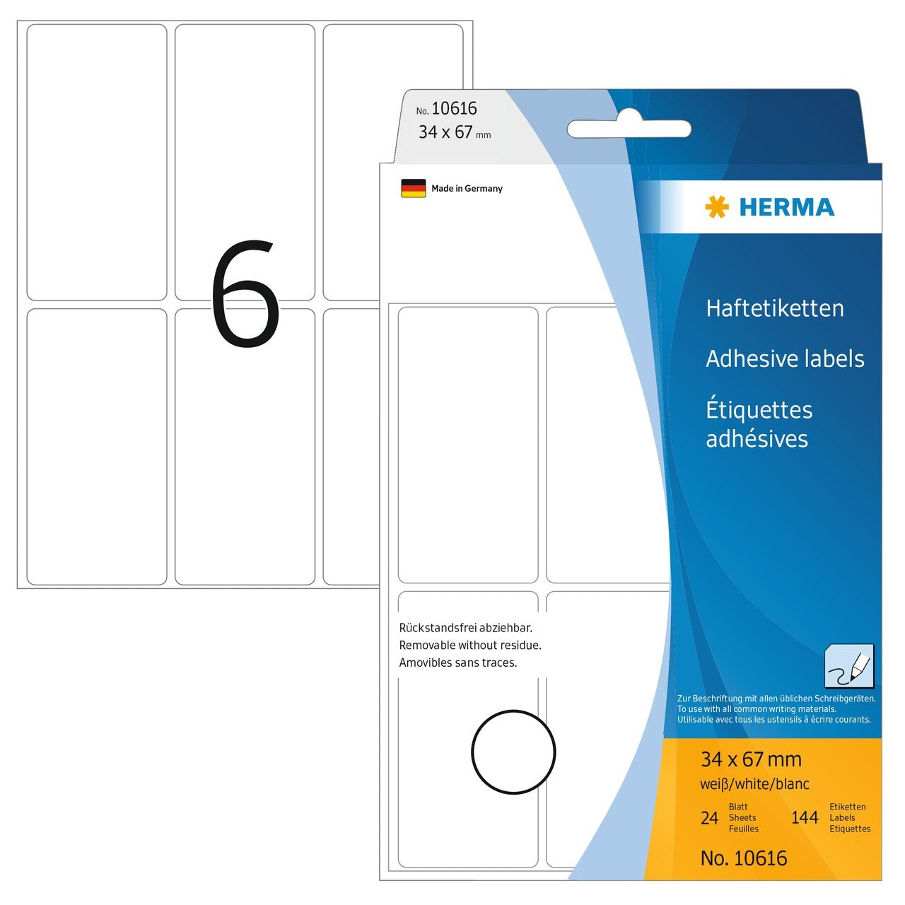Herma - Rektangel etiketter non-permanent (flere størrelser)