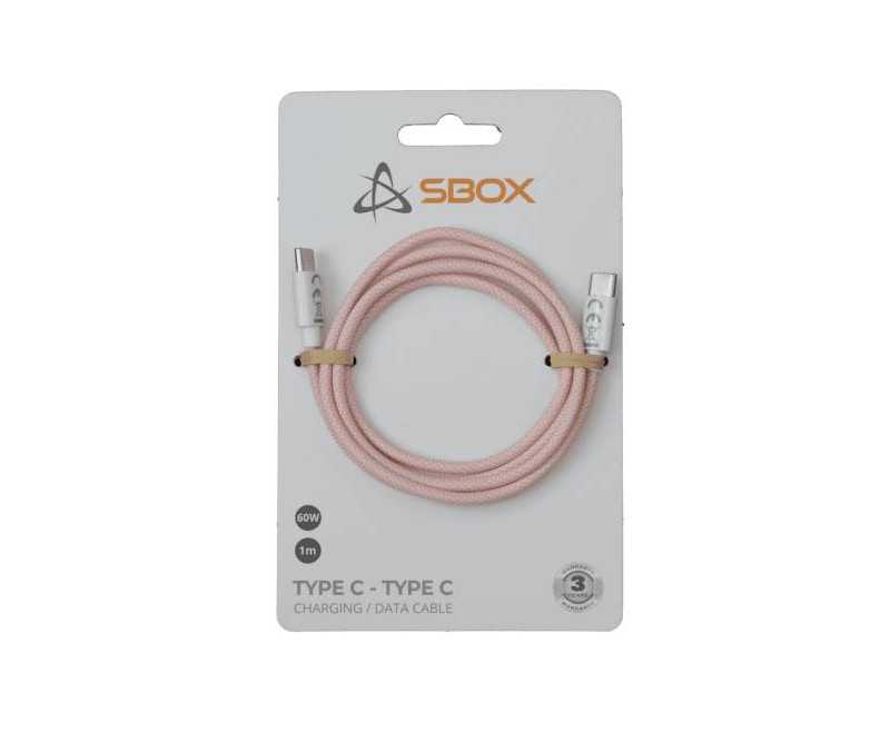SBOX Type-C - Type-C Lade-/Datakabel Lyserød / Pink, 1 m
