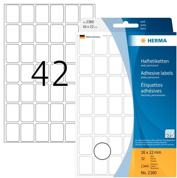 Herma - Rektangel etiketter permanent (flere størrelser)